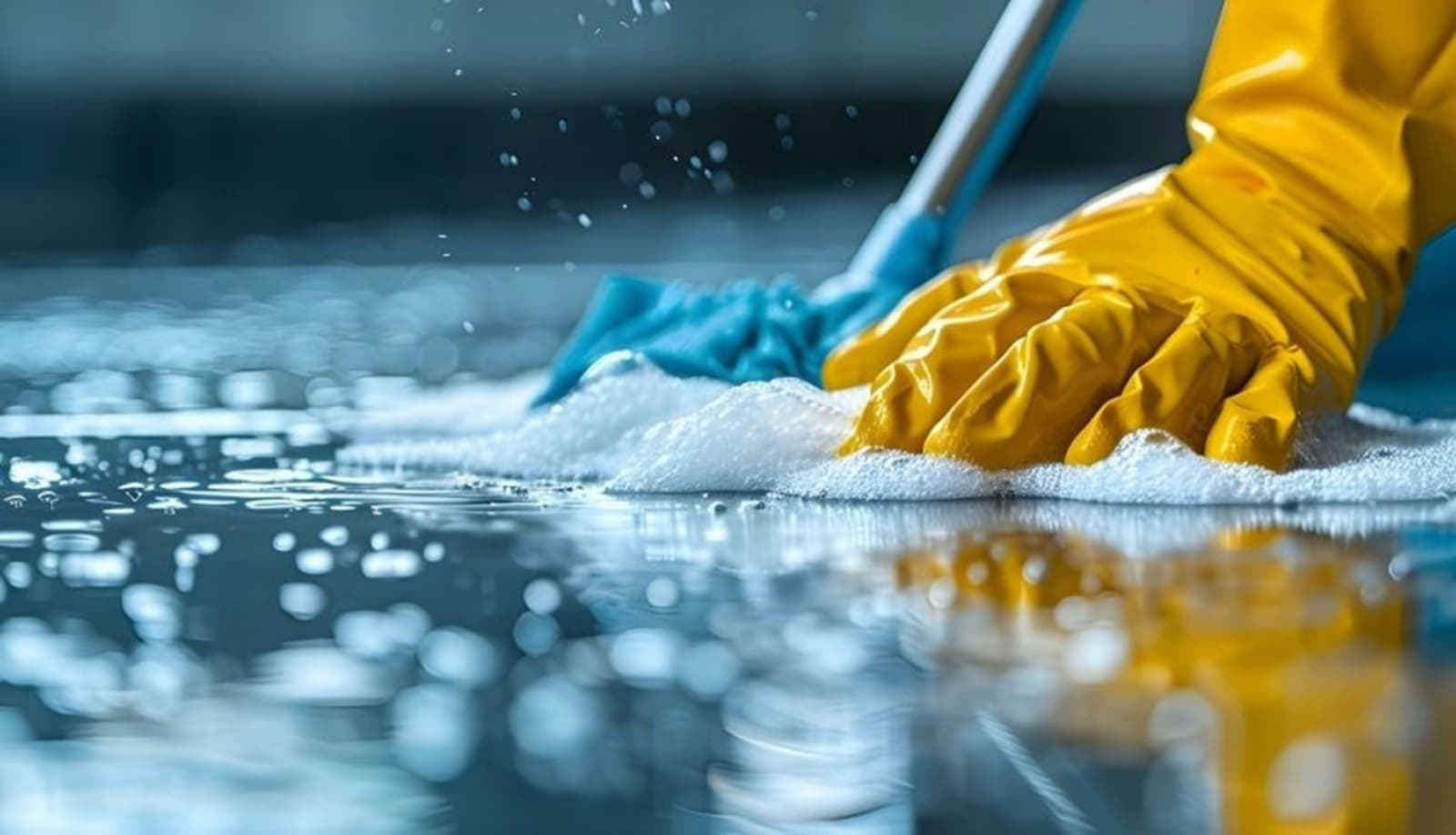 Professionelle Reinigung mit Schutzhandschuh und Reinigungsschaum – Einsatz in der Metropolregion Nürnberg